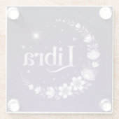 パープルナイトスカイリブラスクエアコースター ガラスコースター (裏面)