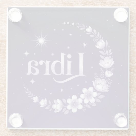 パープルナイトスカイリブラスクエアコースター ガラスコースター (裏面)