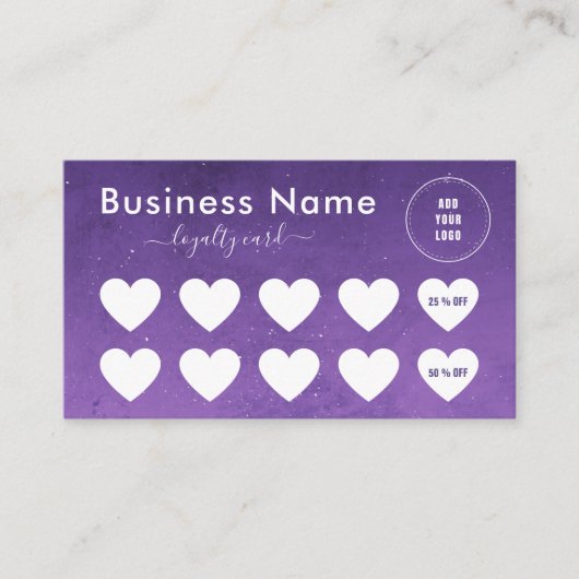 パープルナイトスカイ宇宙銀河系ソーシャルメディアのロゴ ロイヤリティカード (正面)