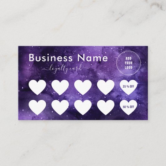 パープルナイトスカイ宇宙銀河系ソーシャルメディアのロゴL ロイヤリティカード (正面)