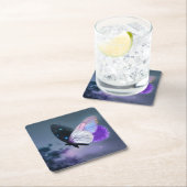 パープルナイトバタフライ スクエアペーパーコースター (インサイチュ)