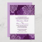 パープルナス・ダマスクウェディング招待状 招待状 (正面/裏面)