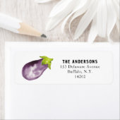 パープルナスBohoウォーターカラー差出人住所 ラベル (インサイチュ)