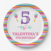 パープルナンバフィエスタファイブ誕生日紙プレート ペーパープレート (正面)