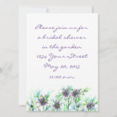 パープルニゲラウォーターカラーフラワーズブライダルシャワー 招待状 (裏面)