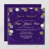 パープルニューイヤーズイブパーティの招待状 招待状 (正面/裏面)