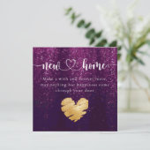 パープルニューエレガントホーム引っ越し祝いパーティーカード サンキューカード (スタンド正面)