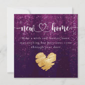 パープルニューエレガントホーム引っ越し祝いパーティーカード サンキューカード (正面)