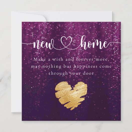 パープルニューエレガントホーム引っ越し祝いパーティーカード サンキューカード (正面)