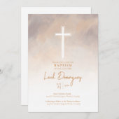 パープルニュートラルカラーウォーターカラーバプテスマ招待状 招待状 (正面/裏面)