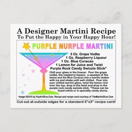 パープルヌルルマルティーニレシピはがき ポストカード (正面)