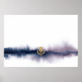 パープルネイビーウォーターカラーホライズンポスター ポスター (正面)