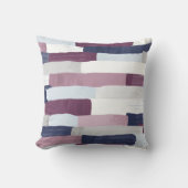 パープルネイビーブルーブラッシュストロークストライプ クッション (正面)