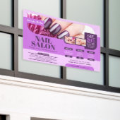 パープルネイルサロン、メイクアップアーティスト、サロン 横断幕 (ビルの外側)