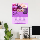 パープルネイルサロン、メイクアップアーティスト、美しいサロン- ポスター (ホームオフィス)