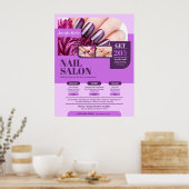 パープルネイルサロン、メイクアップアーティスト、美しいサロン- ポスター (キッチン)