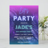 パープルネオンのトロピカルバースデーパーティー 招待状 (スタンド正面)