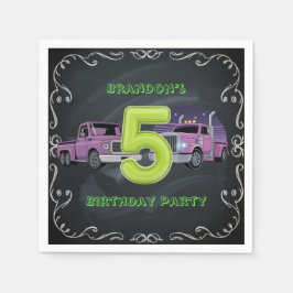 パープルネオントラック5th誕生日パーティー スタンダードカクテルナプキン