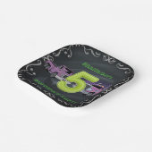 パープルネオントラック5th誕生日パーティー ペーパープレート (傾斜あり)