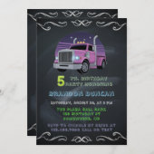 パープルネオントラック5th誕生日パーティー 招待状 (正面/裏面)