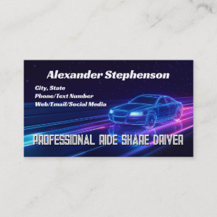 パープルネオンドライビングライフトウーバードライバーRideshare 名刺