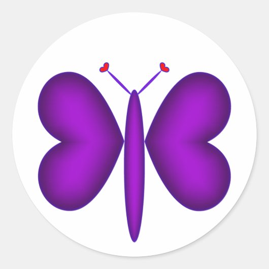 パープルネオンハート蝶 ラウンドシール (正面)