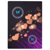 パープルネオンバタフライガールズハートかわいい名前をカスタムする クリップボード (裏面)