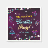 パープルネオンモダンホリデークリスマスパーティー スタンダードカクテルナプキン (正面)