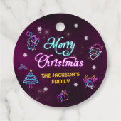 パープルネオンモダンホリデークリスマスパーティー フェイバータグ (裏面)