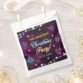 パープルネオンモダンホリデークリスマスパーティー フェイバーバッグ