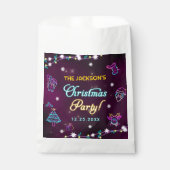 パープルネオンモダンホリデークリスマスパーティー フェイバーバッグ (正面)