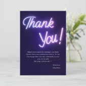 パープルネオン文字ベビーシャワー サンキューカード (スタンド正面)