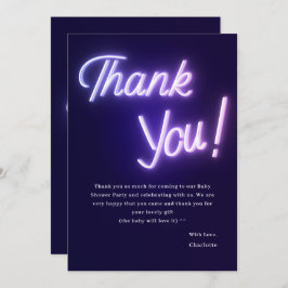 パープルネオン文字ベビーシャワー サンキューカード