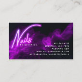 パープルネオン&スモークネイルサロンロイヤリティカード 名刺 (正面)