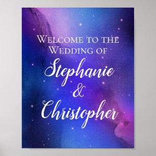 パープルネブラシアルアートアウター結婚スペース ポスター