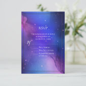 パープルネブラシアルアートアウター結婚スペース 招待状 (スタンド正面)