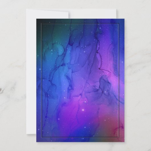 パープルネブラシアルアートアウター結婚スペース 招待状 (裏面)