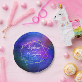 パープルネブラシアルアートジオメトリック結婚金ゴールド ペーパープレート (パーティー)