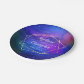 パープルネブラシアルアートジオメトリック結婚金ゴールド ペーパープレート (アングル)