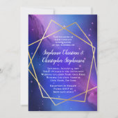 パープルネブラシアルアートジオメトリック結婚金ゴールド 招待状 (正面)