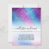 パープルネブラ銀河系グリッタージュエリー気にカード ノートカード (裏面)