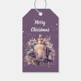 パープルノスタルジックなメリークリスマス ギフトタグ