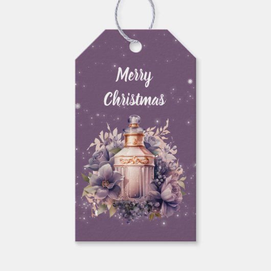 パープルノスタルジックなメリークリスマス ギフトタグ (正面)