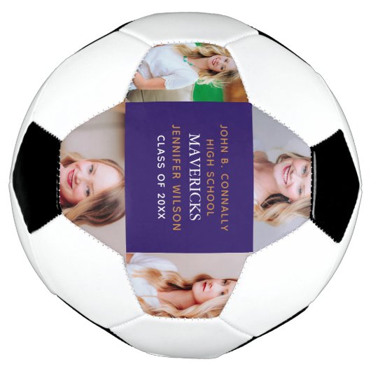 パープルハイスクールシニアフォトパーソナライズされた4 サッカーボール (回転)