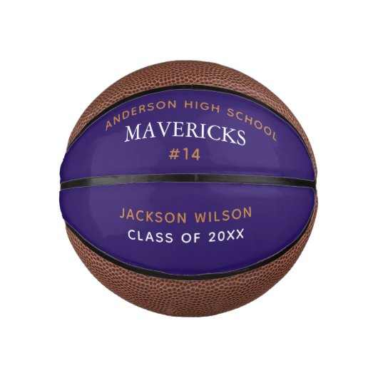 パープルハイスクールチーム選手のカスタム卒業 ミニバスケットボール (正面)