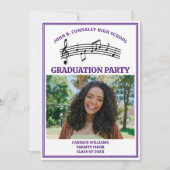 パープルハイスクール合唱写真卒業パーティー 招待状 (正面)