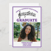 パープルハイスクール合唱団の写真卒業 案内状 (正面/裏面)