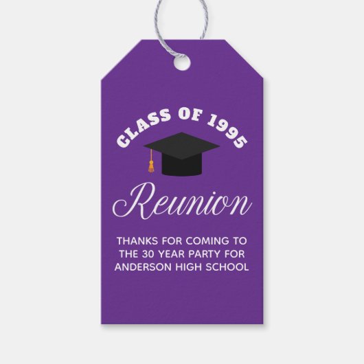 パープルハイスクール懇親会パーソナライズされたパーティー ギフトタグ (正面)