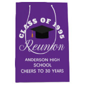 パープルハイスクール懇親会パーソナライズされたパーティー ミディアムペーパーバッグ (正面)