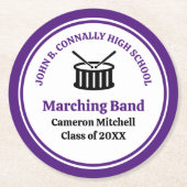 パープルハイスクール行進バンド卒業パーティー ラウンドペーパーコースター (正面)